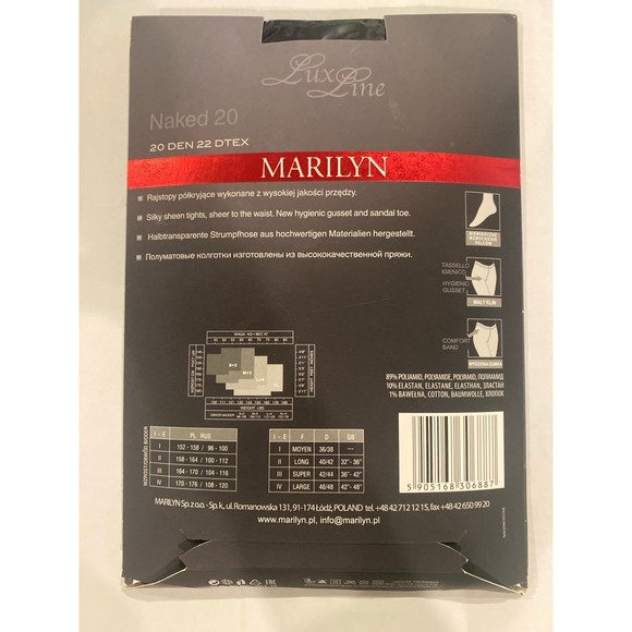Marilyn Lux Line Naked 20 Black Size Small - Picture 2 of 2